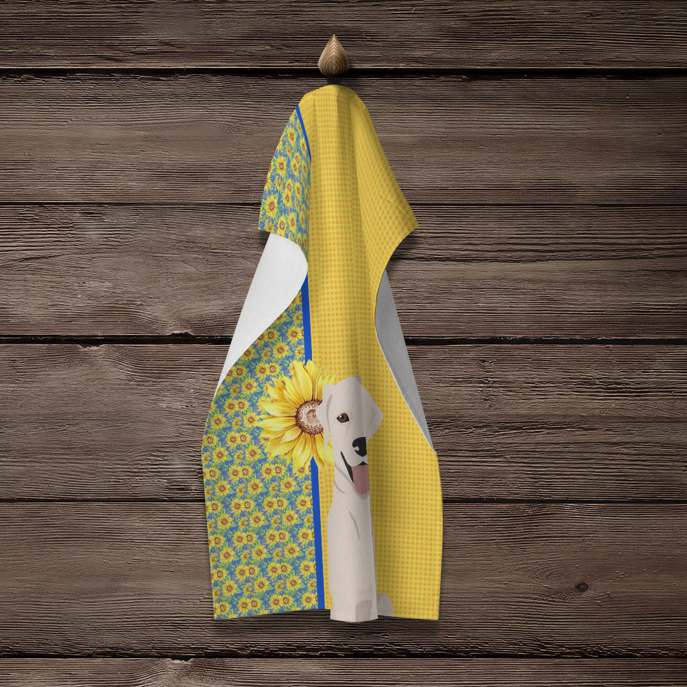 Summer Sunflowers White Cream Labrador Retriever Kitchen Towel - the-store.com