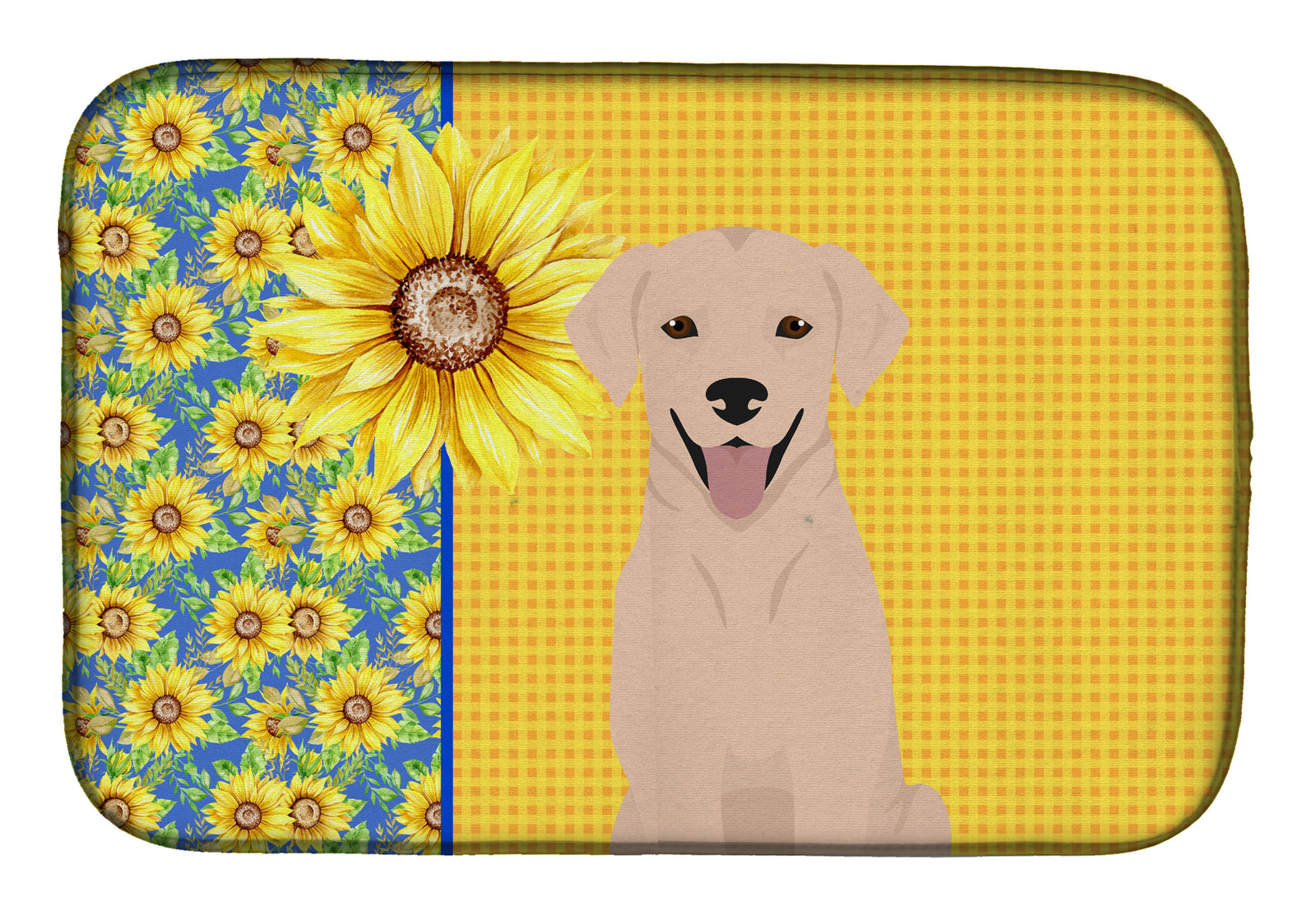 Summer Sunflowers Yellow Labrador Retriever Dish Drying Mat  the-store.com.