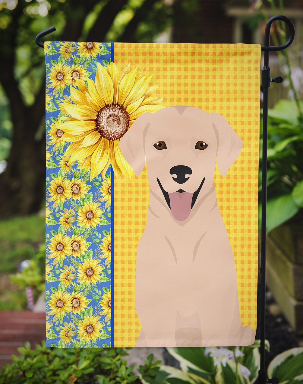 Summer Sunflowers Yellow Labrador Retriever Flag Garden Size  the-store.com.