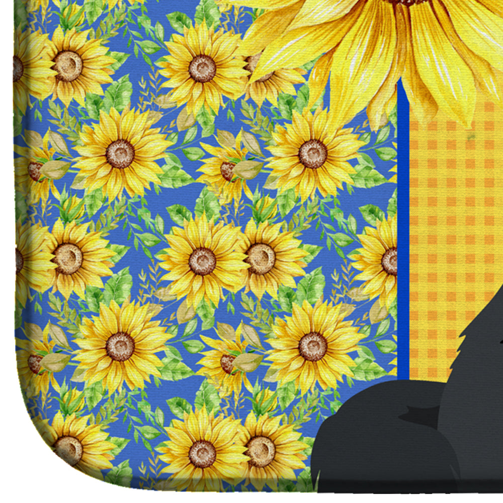 Summer Sunflowers Black Newfoundland Dish Drying Mat  the-store.com.