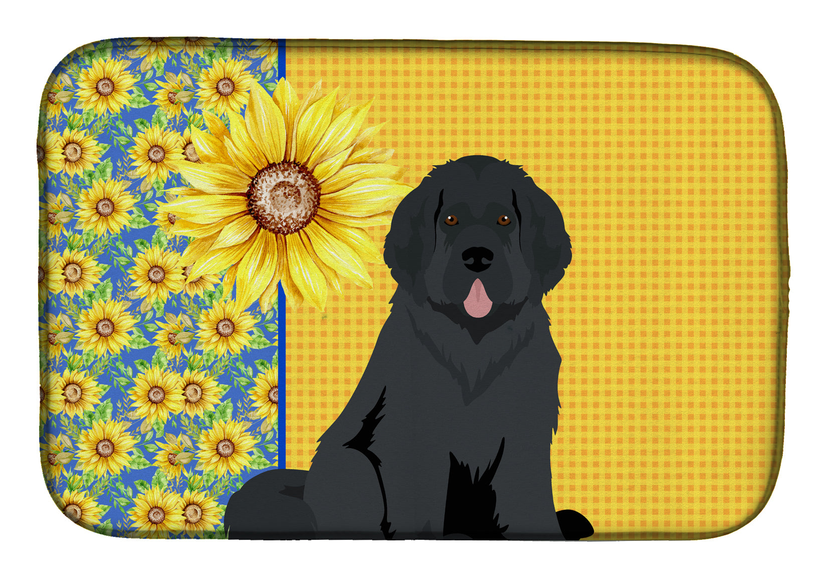 Summer Sunflowers Black Newfoundland Dish Drying Mat  the-store.com.