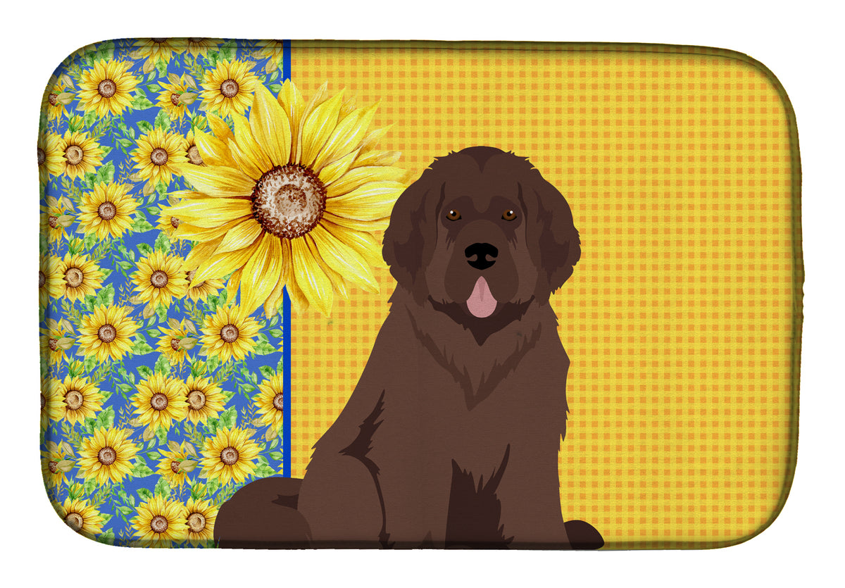 Summer Sunflowers Brown Newfoundland Dish Drying Mat  the-store.com.