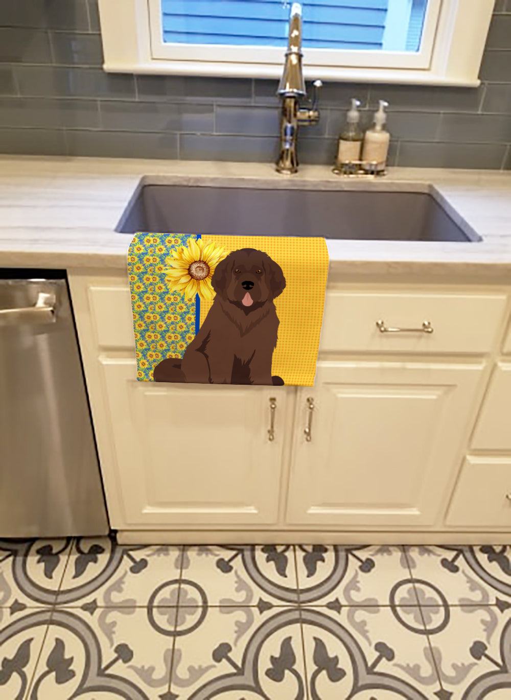 Buy this Summer Sunflowers Brown Newfoundland Kitchen Towel