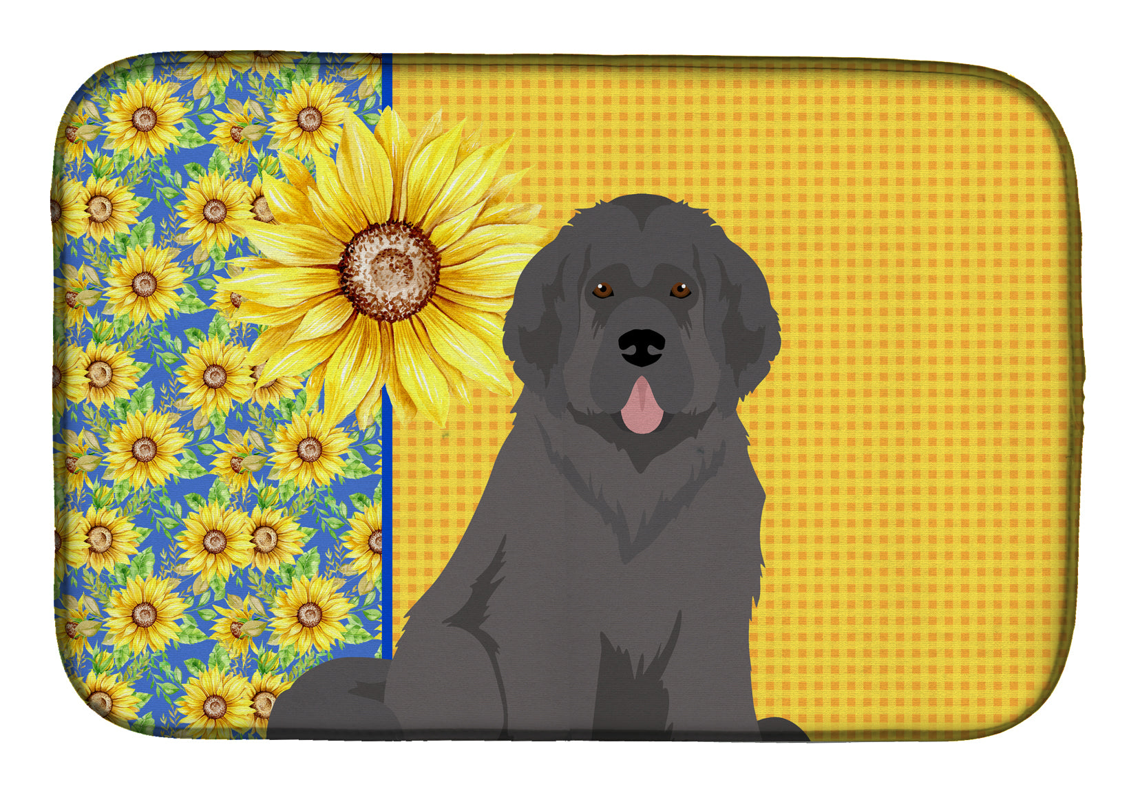 Summer Sunflowers Grey Newfoundland Dish Drying Mat  the-store.com.