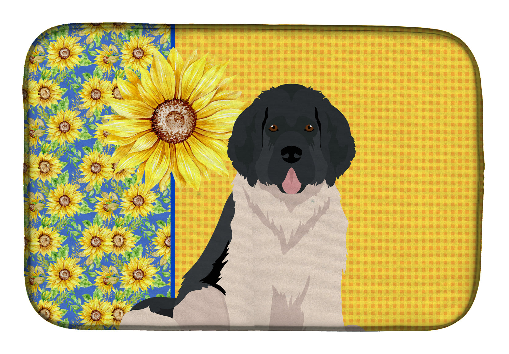 Summer Sunflowers Landseer Newfoundland Dish Drying Mat  the-store.com.