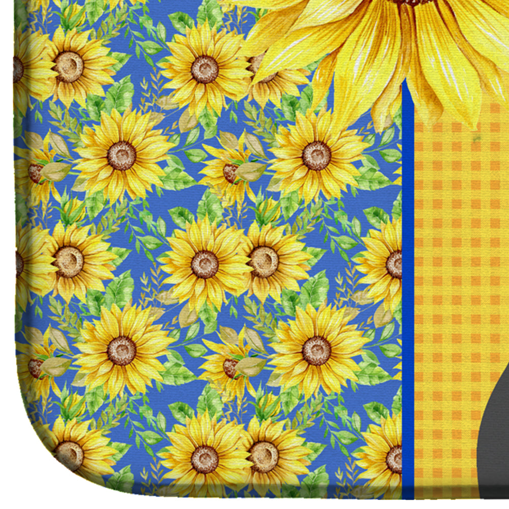 Summer Sunflowers Old English Sheepdog Dish Drying Mat  the-store.com.