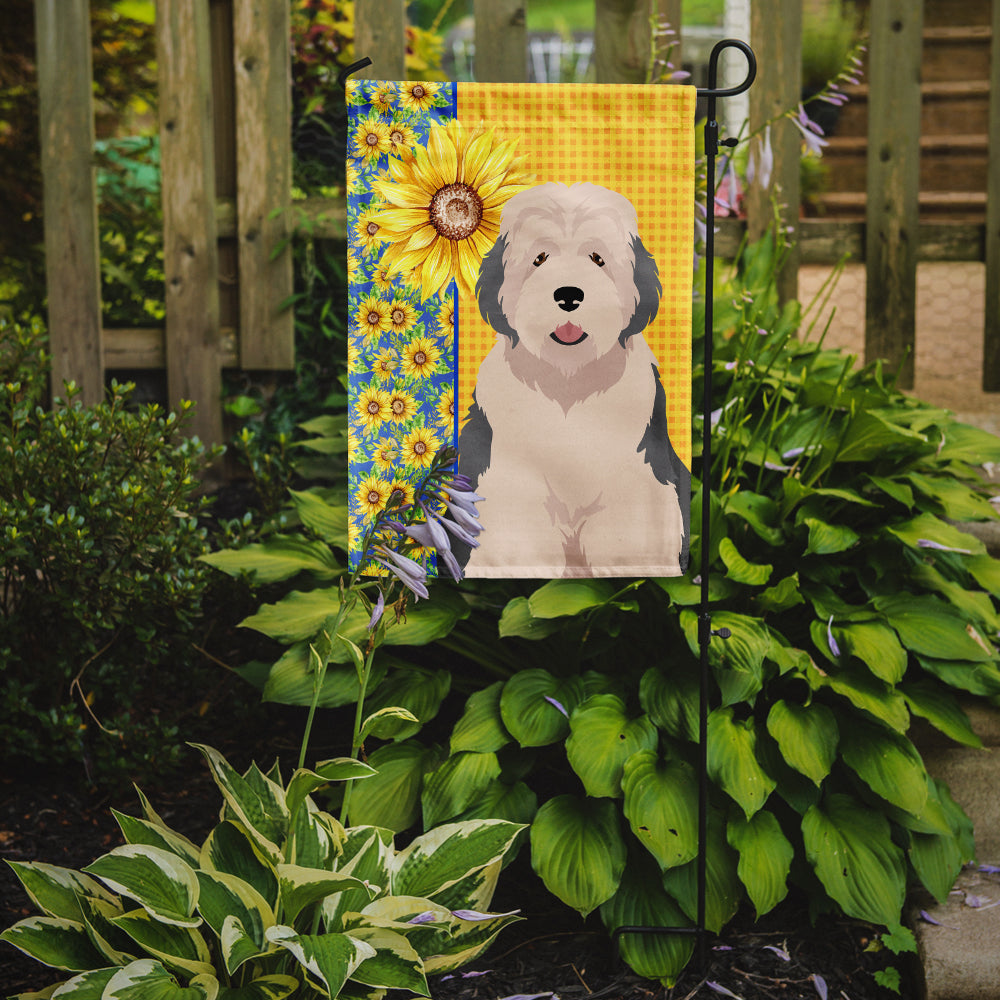 Summer Sunflowers Old English Sheepdog Flag Garden Size  the-store.com.