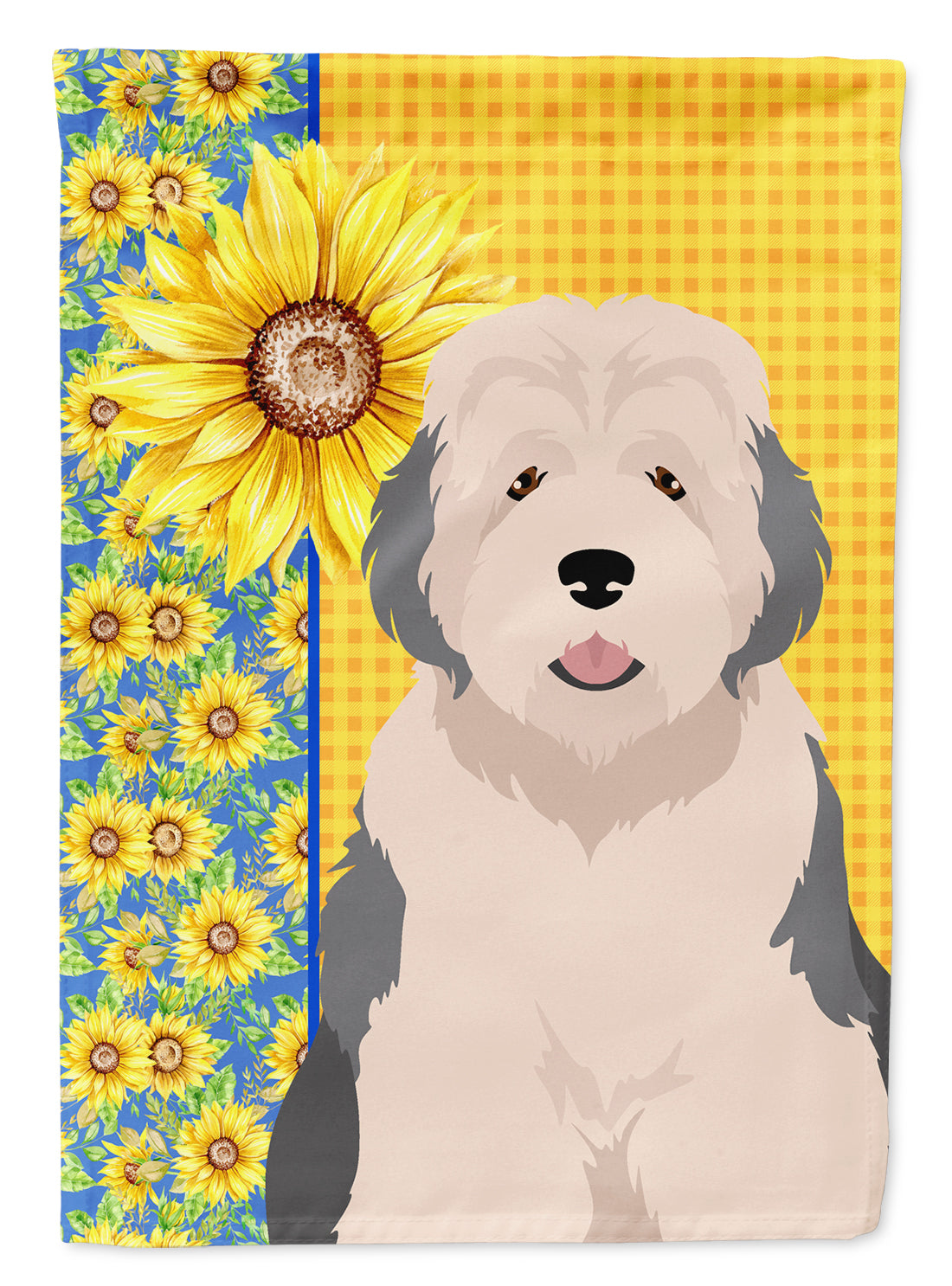 Summer Sunflowers Old English Sheepdog Flag Garden Size  the-store.com.
