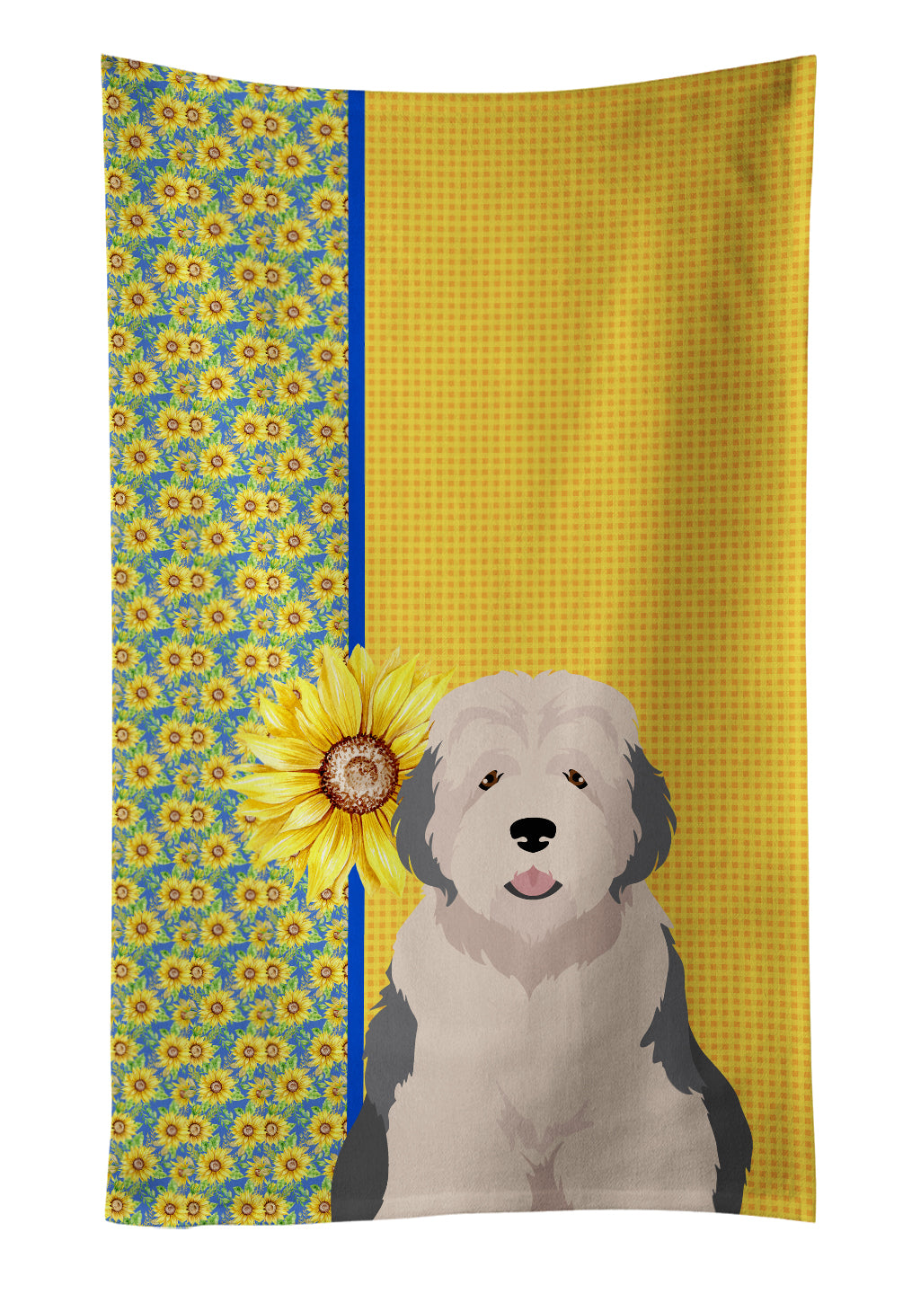 Buy this Summer Sunflowers Old English Sheepdog Kitchen Towel