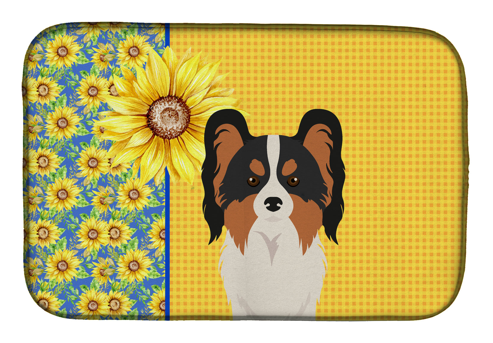 Summer Sunflowers Tricolor Papillon Dish Drying Mat  the-store.com.