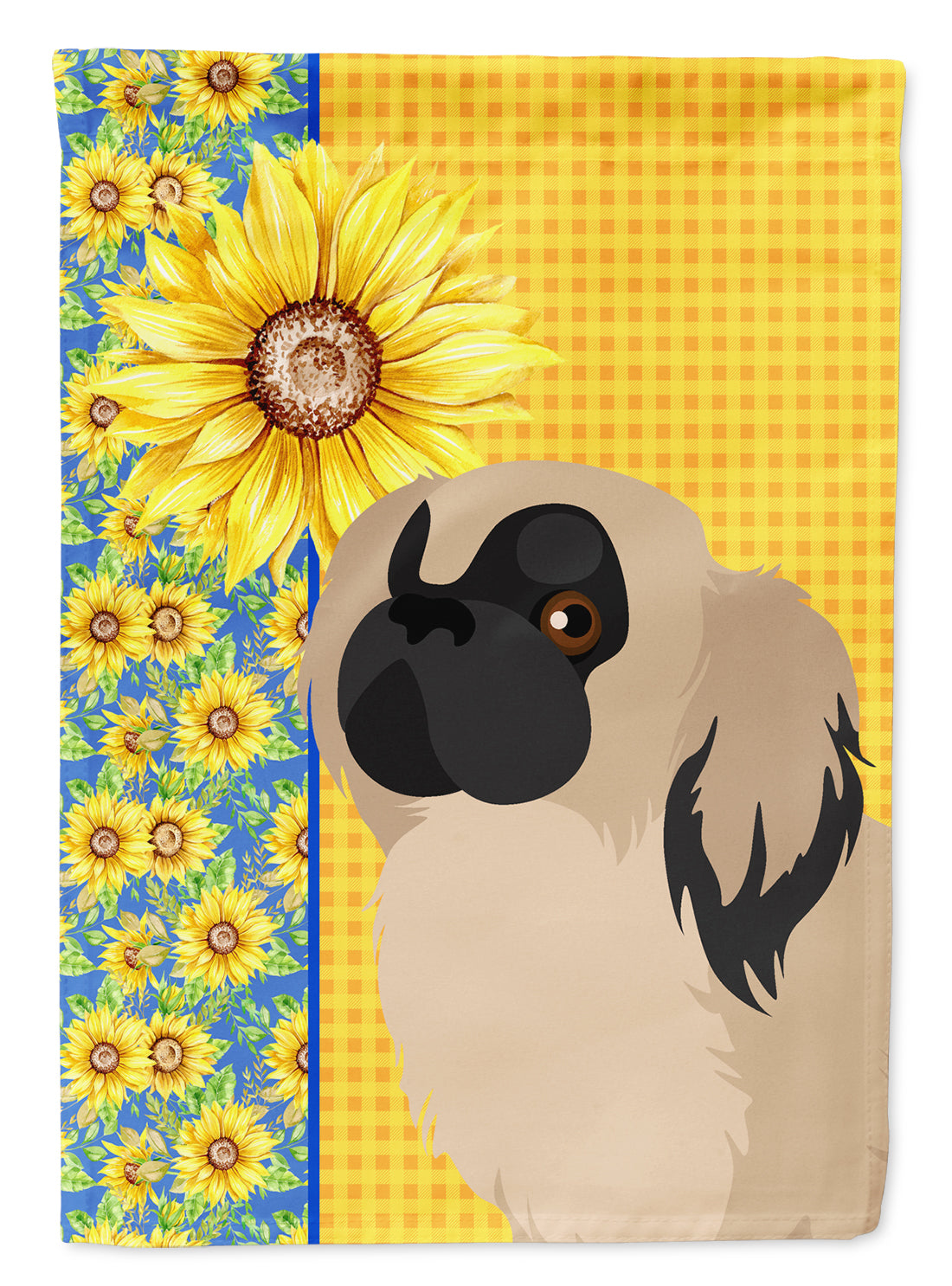 Summer Sunflowers Cream Pekingese Flag Garden Size  the-store.com.