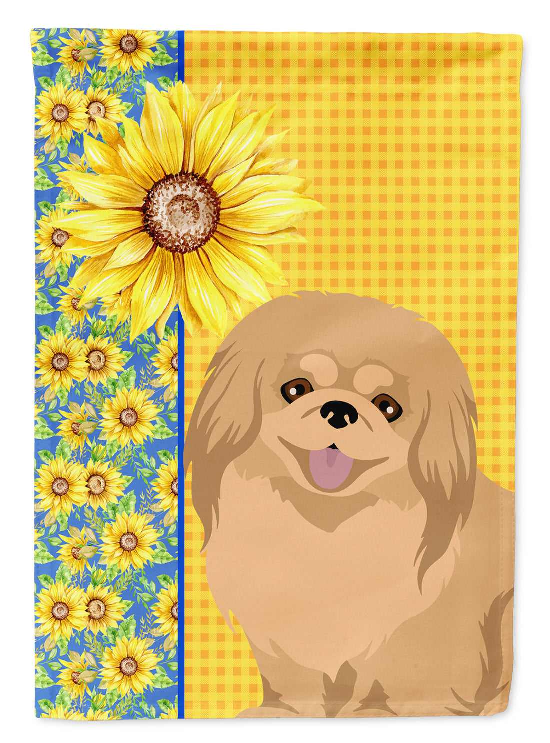 Summer Sunflowers Gold Pekingese Flag Garden Size  the-store.com.