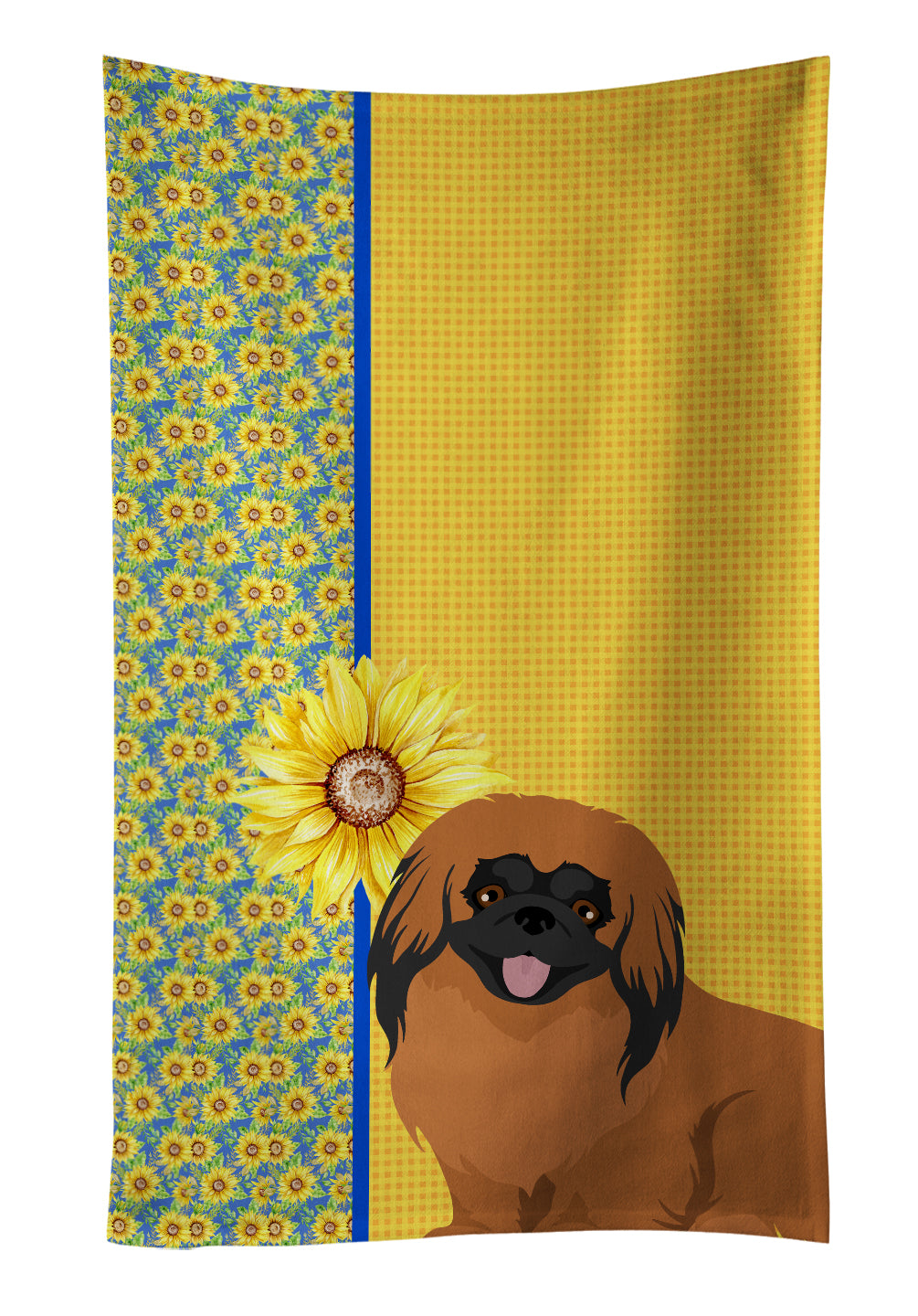 Buy this Summer Sunflowers Red Pekingese Kitchen Towel