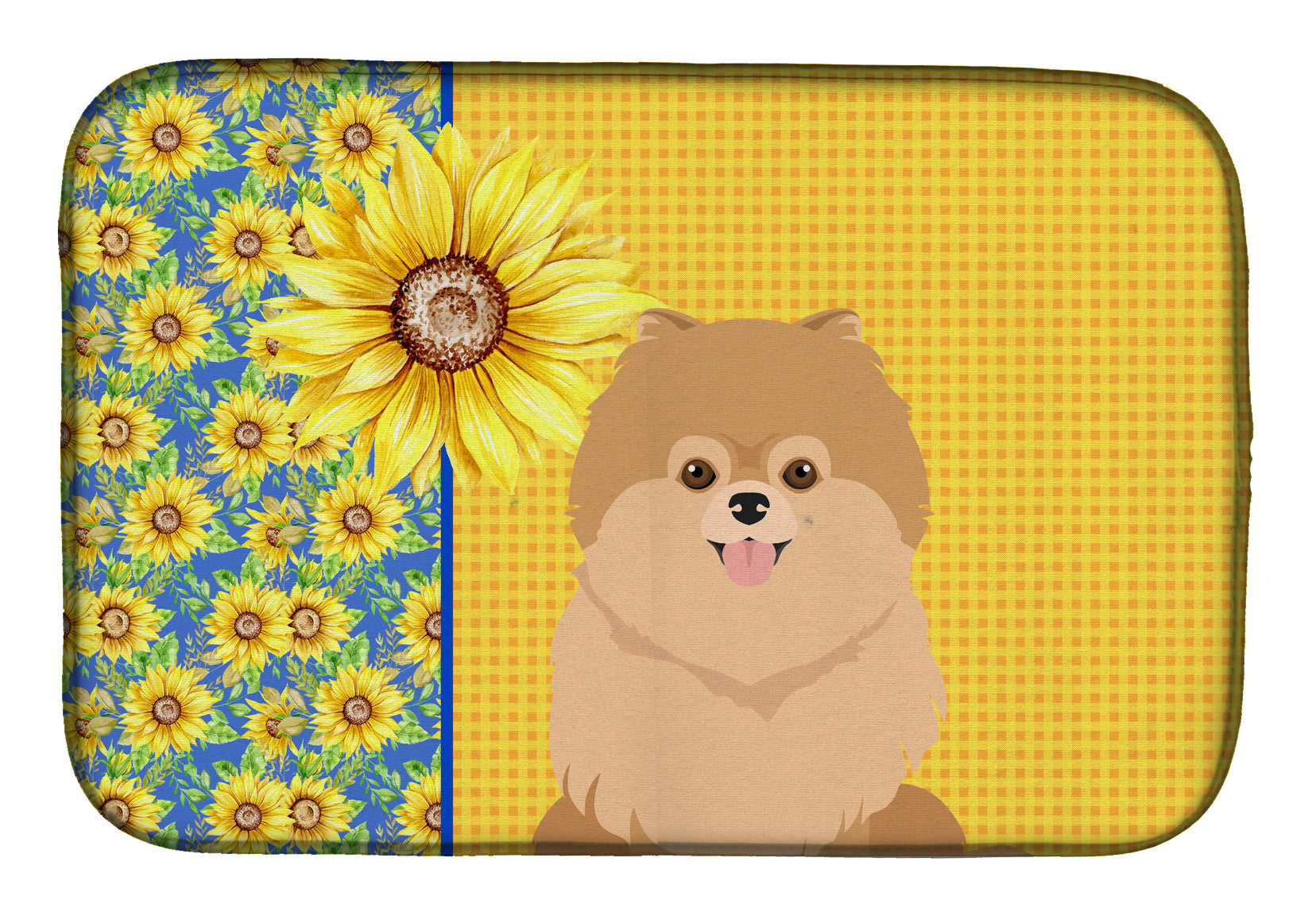 Summer Sunflowers Orange Pomeranian Dish Drying Mat  the-store.com.