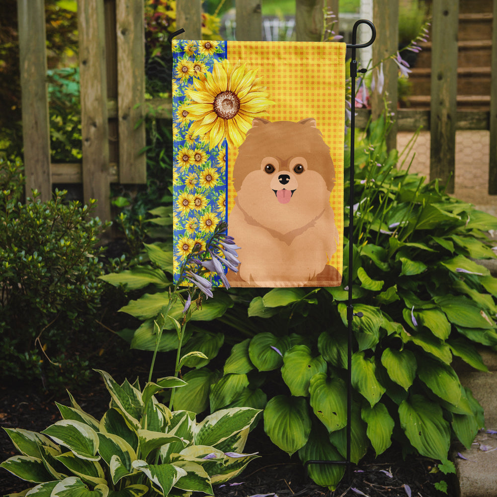 Summer Sunflowers Orange Pomeranian Flag Garden Size  the-store.com.