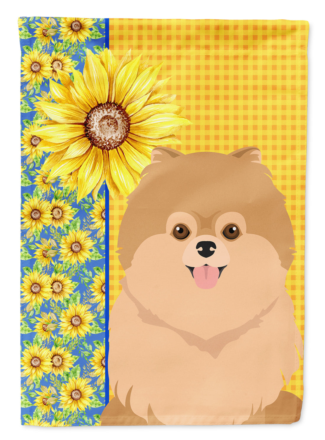 Summer Sunflowers Orange Pomeranian Flag Garden Size  the-store.com.