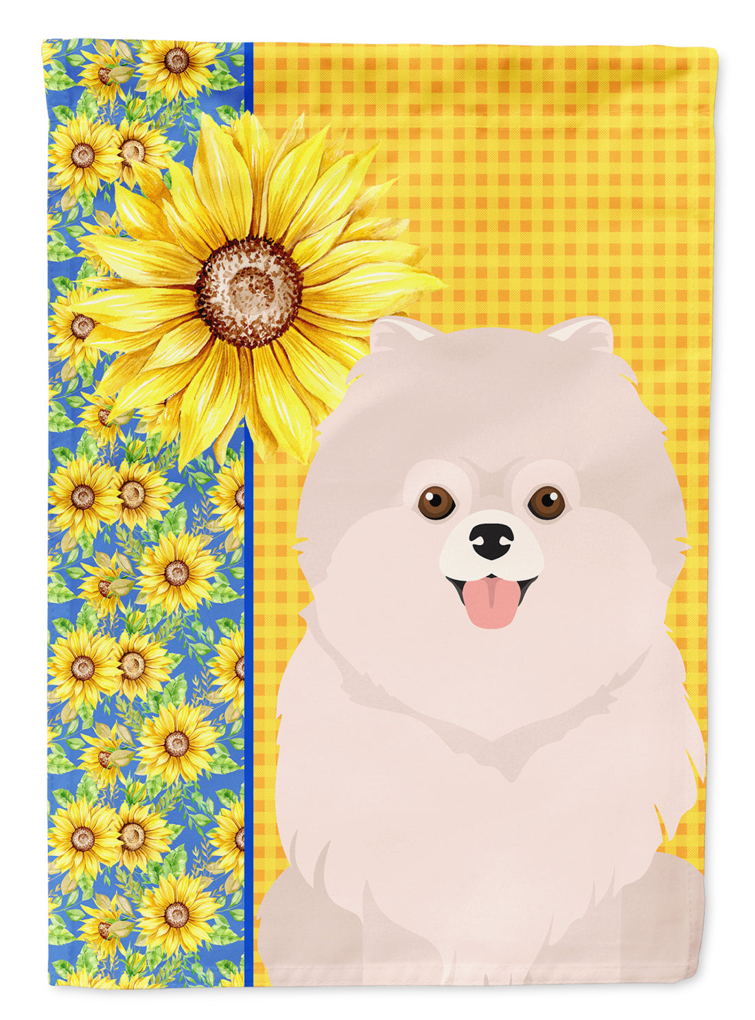 Summer Sunflowers White Pomeranian Flag Garden Size  the-store.com.