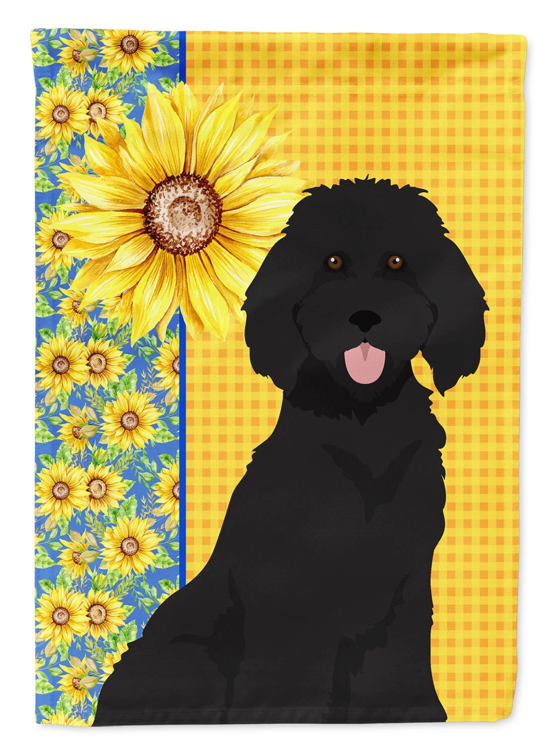 Summer Sunflowers Standard Black Poodle Flag Garden Size  the-store.com.