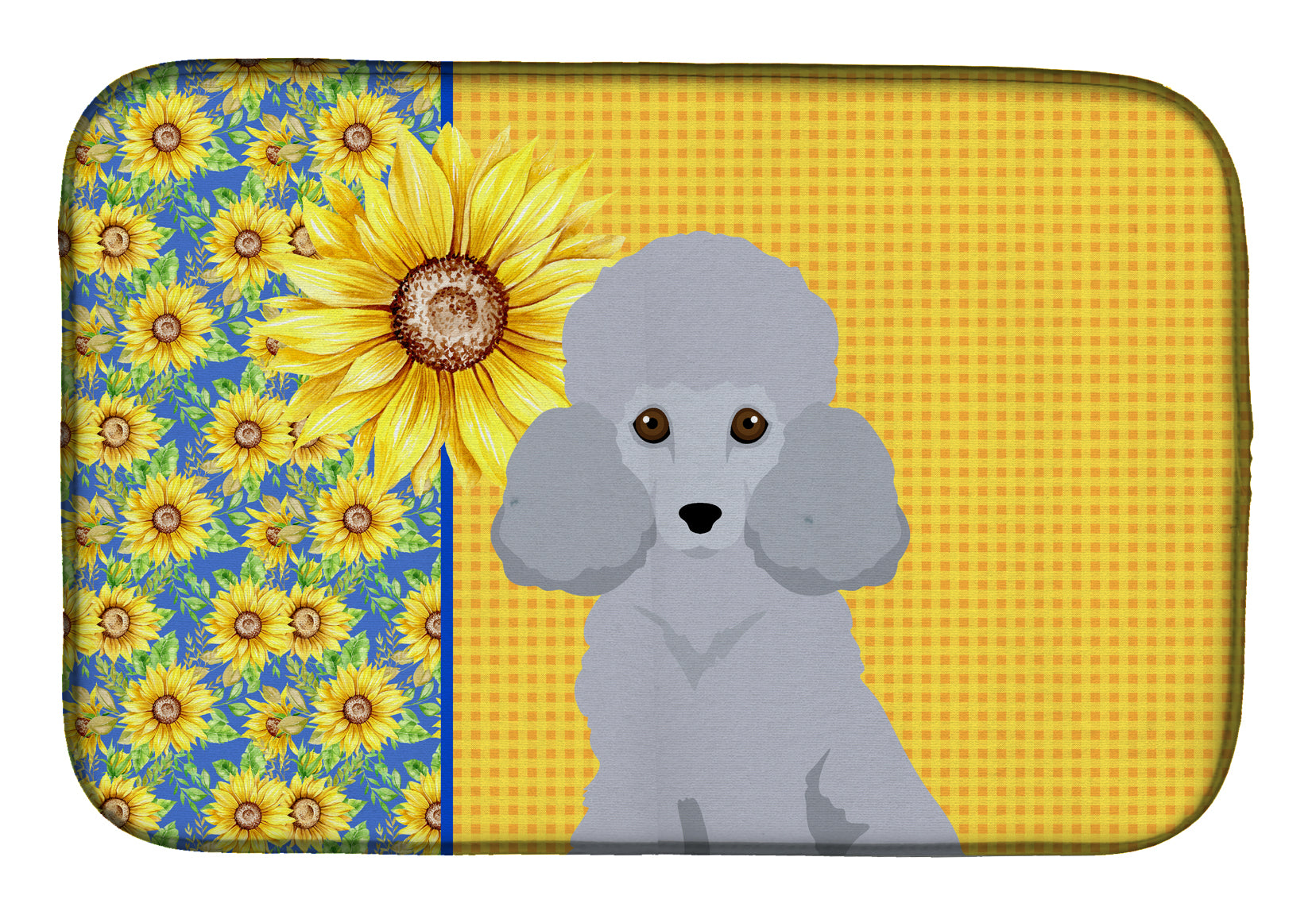 Summer Sunflowers Toy Silver Poodle Dish Drying Mat  the-store.com.