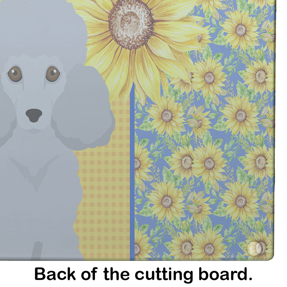 Summer Sunflowers Toy Silver Poodle Glass Cutting Board Large - the-store.com