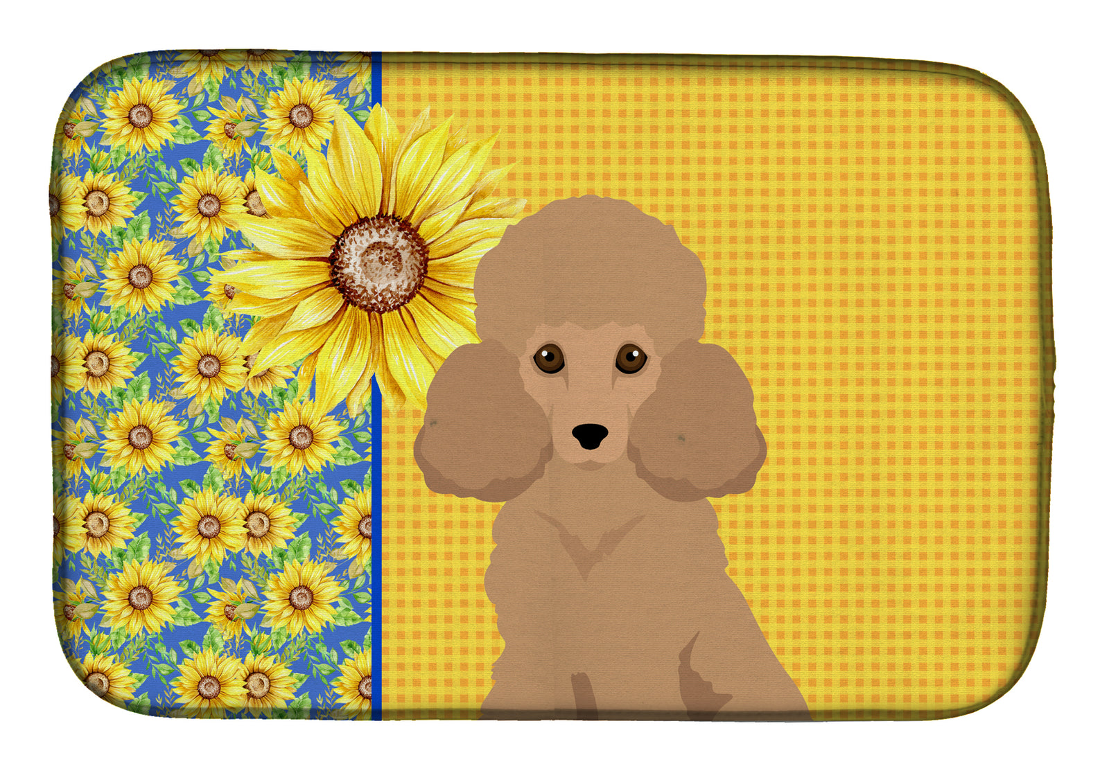 Summer Sunflowers Toy Apricot Poodle Dish Drying Mat  the-store.com.
