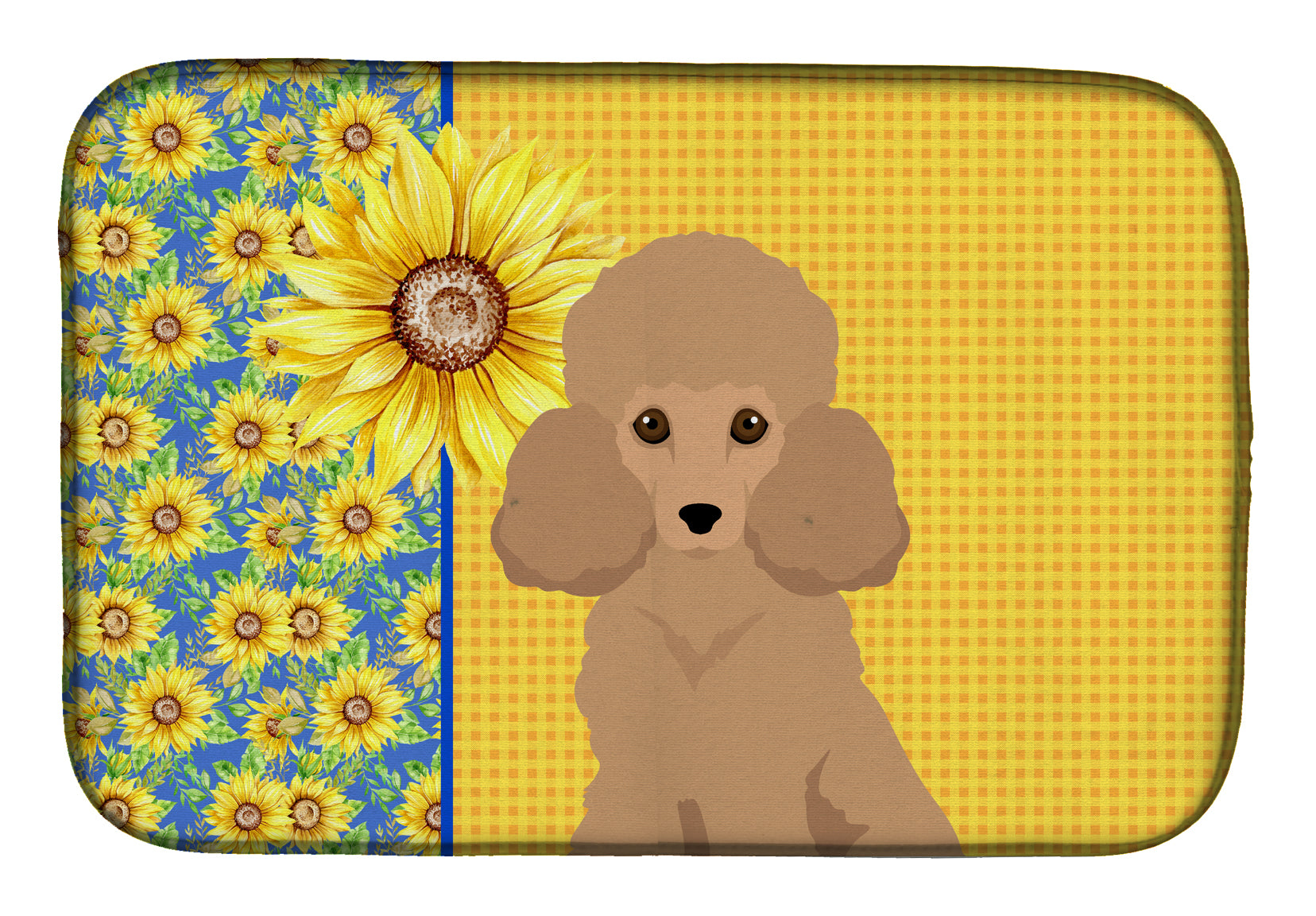 Summer Sunflowers Toy Apricot Poodle Dish Drying Mat  the-store.com.