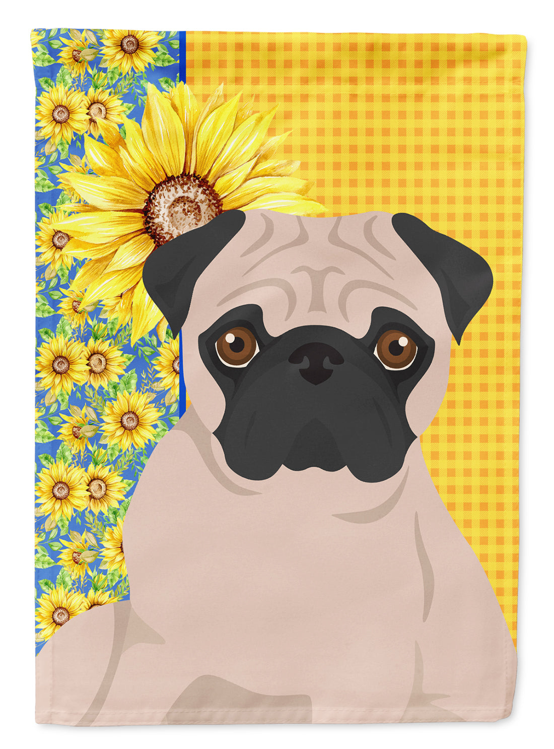 Summer Sunflowers Fawn Pug Flag Garden Size  the-store.com.