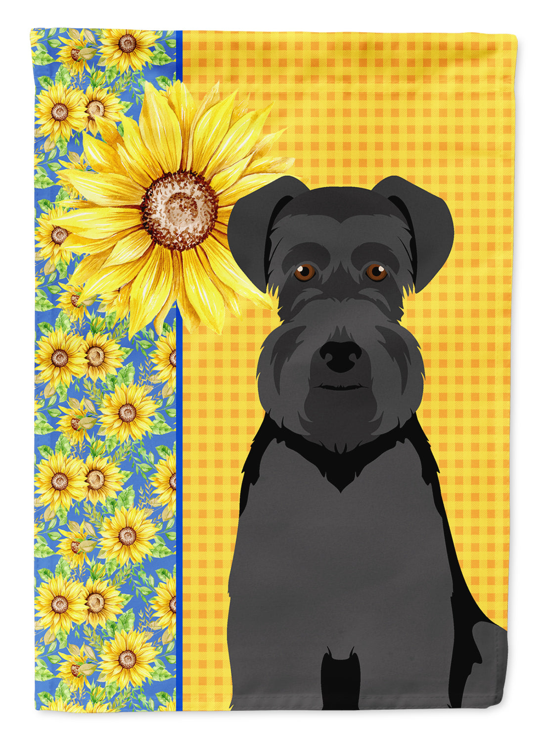 Summer Sunflowers Black Natural Ears Schnauzer Flag Garden Size  the-store.com.