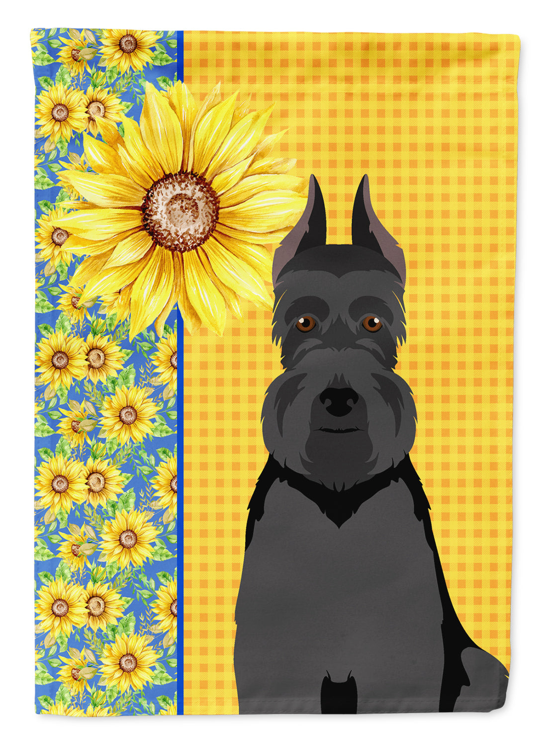 Summer Sunflowers Black Schnauzer Flag Garden Size  the-store.com.