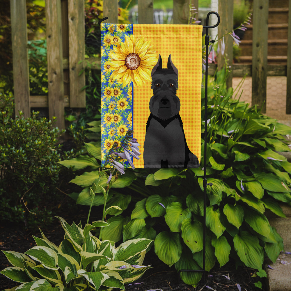 Summer Sunflowers Black Schnauzer Flag Garden Size  the-store.com.