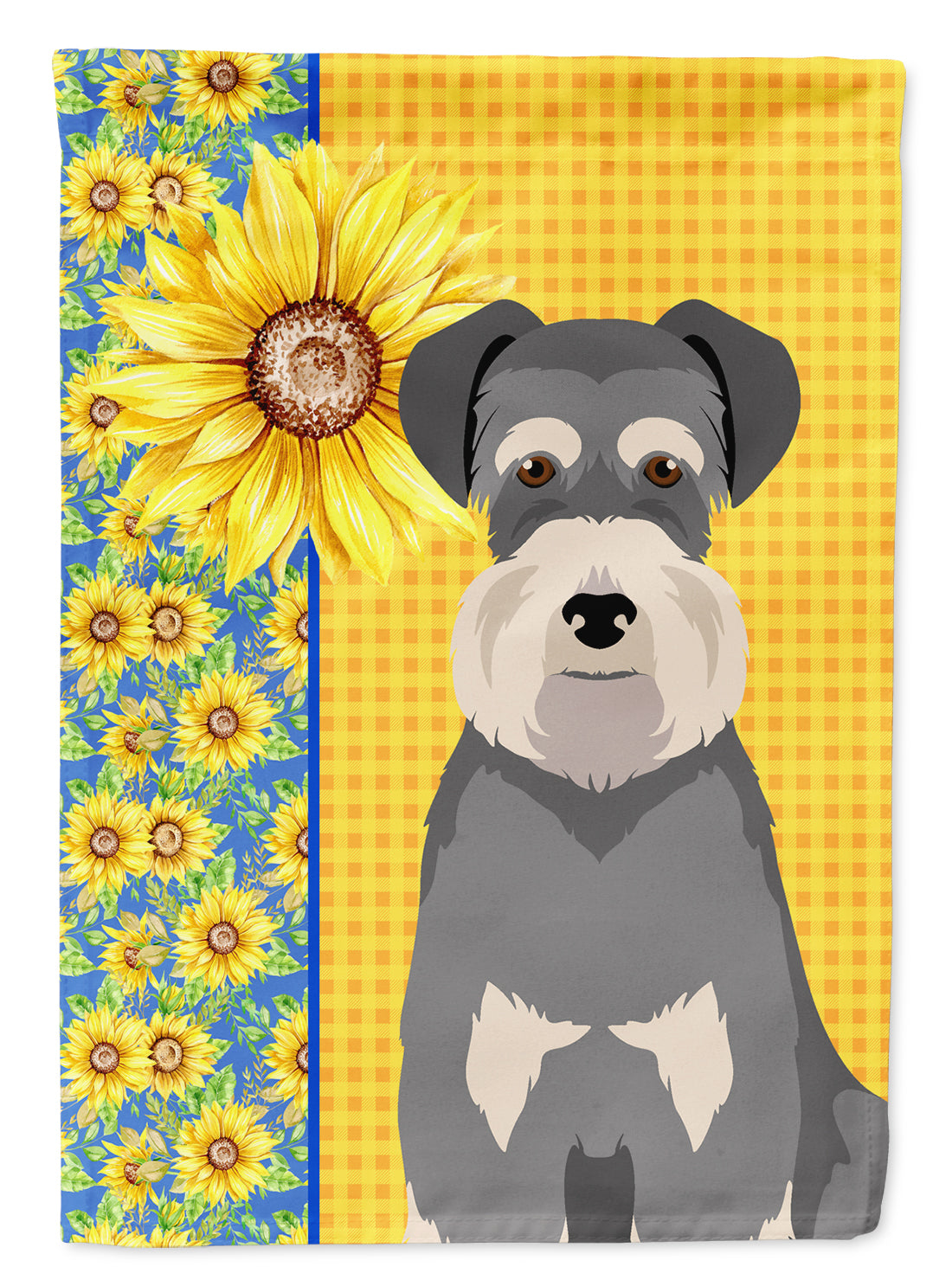 Summer Sunflowers Salt Pepper Natural Ears Schnauzer Flag Garden Size  the-store.com.