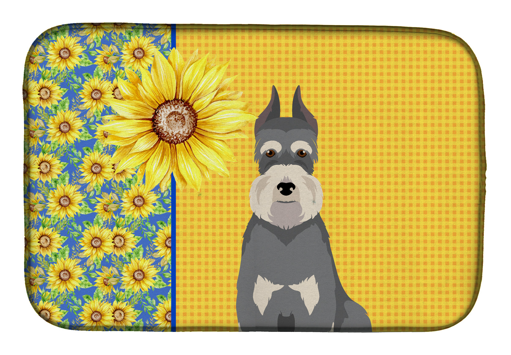 Summer Sunflowers Salt Pepper Schnauzer Dish Drying Mat  the-store.com.