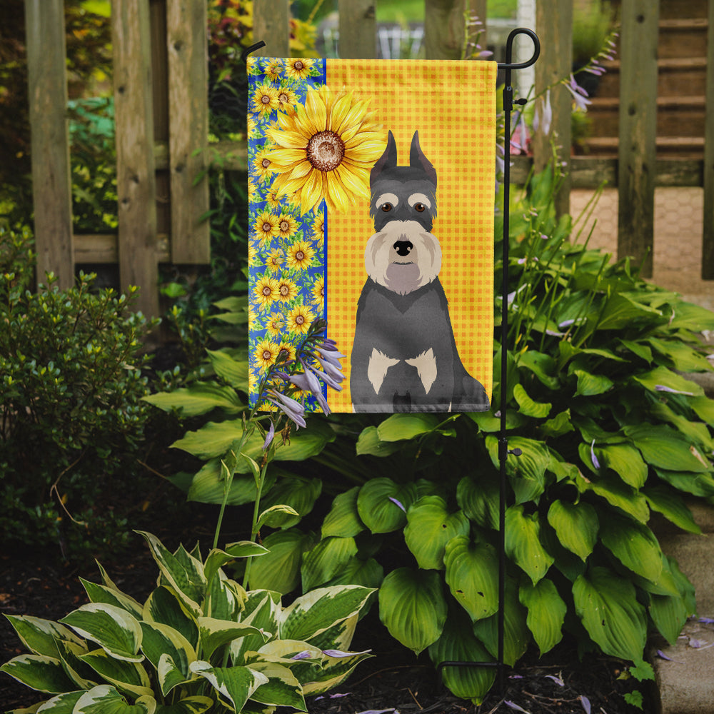 Summer Sunflowers Salt Pepper Schnauzer Flag Garden Size  the-store.com.