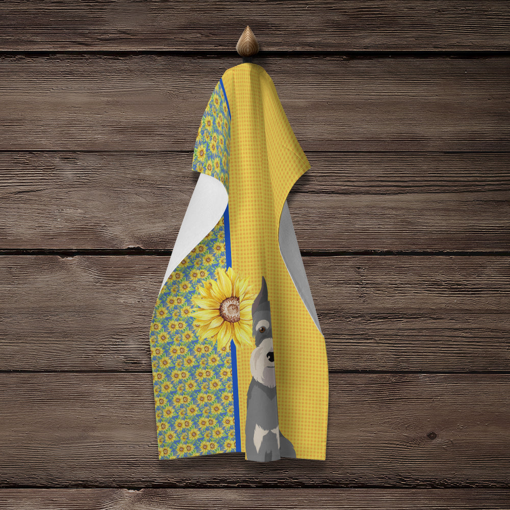 Summer Sunflowers Salt Pepper Schnauzer Kitchen Towel - the-store.com