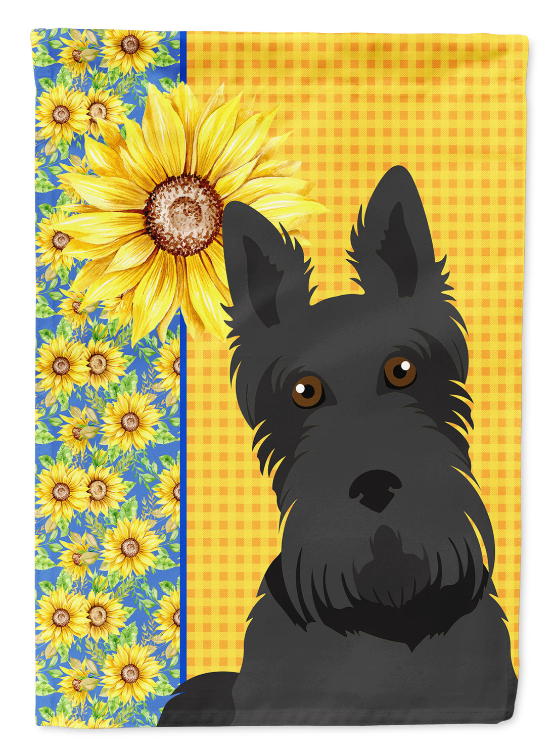 Summer Sunflowers Black Scottish Terrier Flag Garden Size  the-store.com.