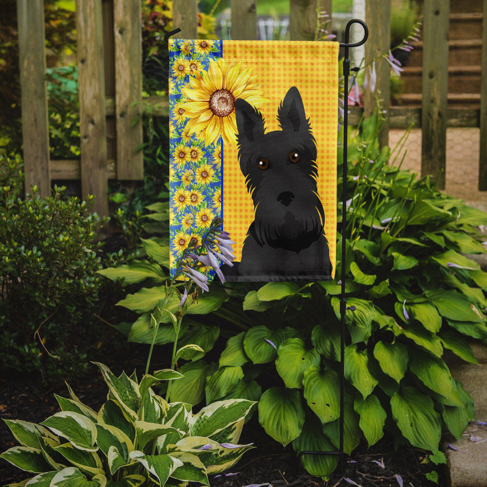 Summer Sunflowers Black Scottish Terrier Flag Garden Size  the-store.com.