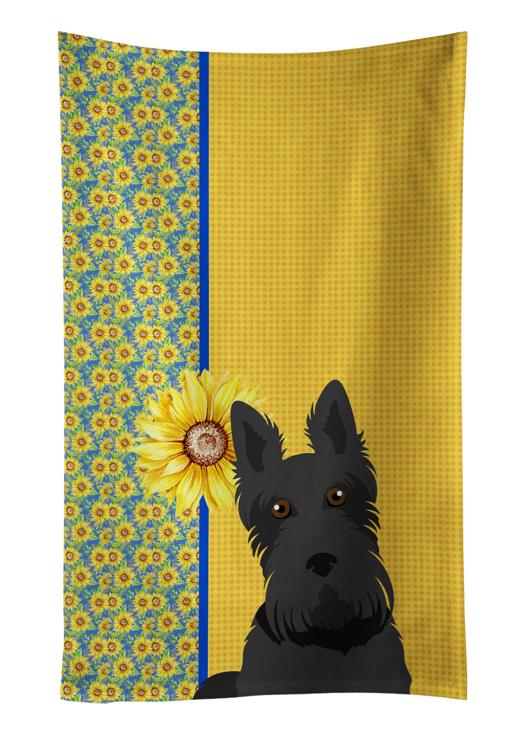 Buy this Summer Sunflowers Black Scottish Terrier Kitchen Towel