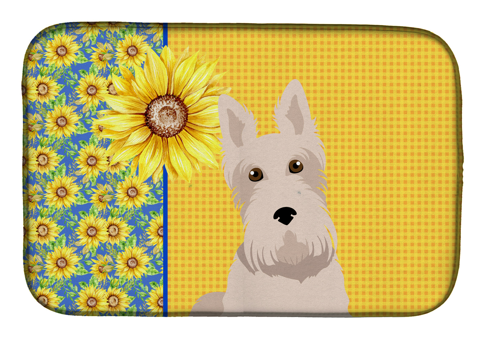 Summer Sunflowers Wheaten Scottish Terrier Dish Drying Mat  the-store.com.