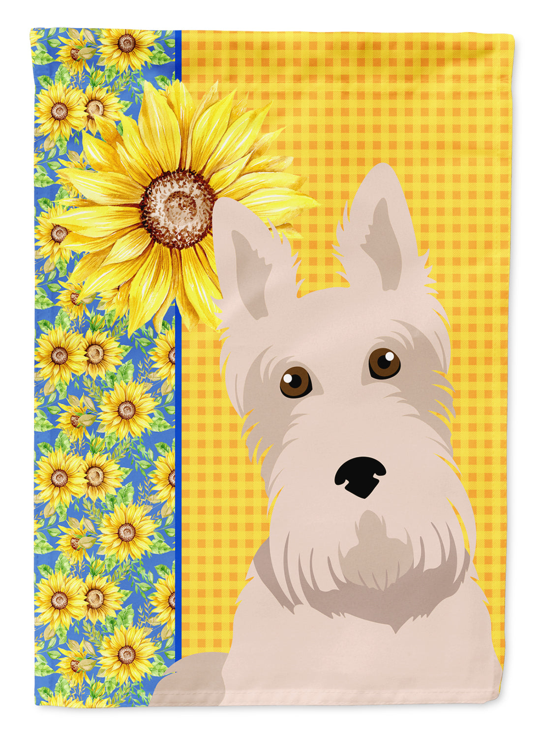 Summer Sunflowers Wheaten Scottish Terrier Flag Garden Size  the-store.com.