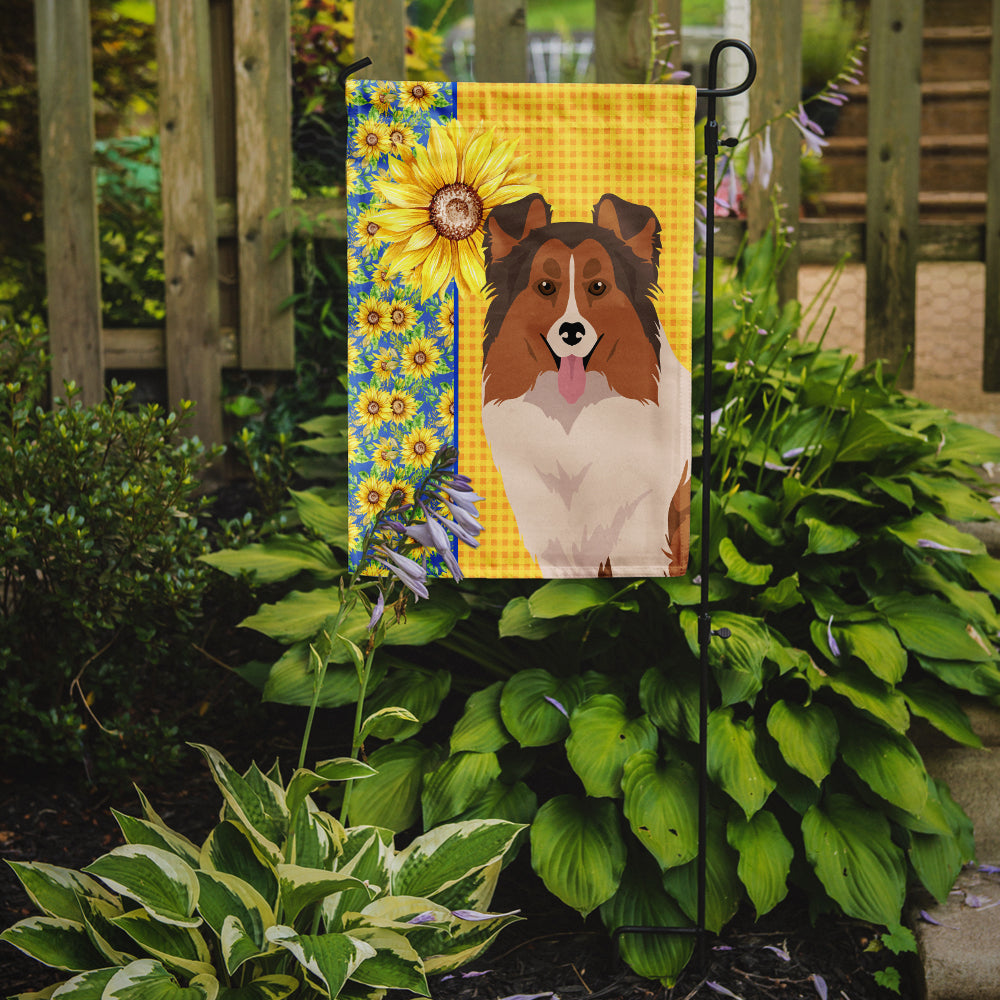 Summer Sunflowers Sable Sheltie Flag Garden Size  the-store.com.