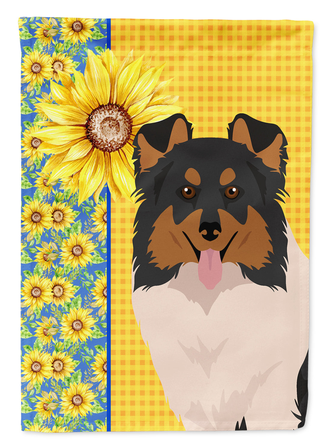 Summer Sunflowers Tricolor Sheltie Flag Garden Size  the-store.com.