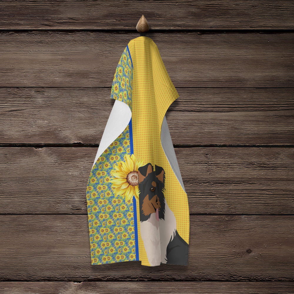 Summer Sunflowers Tricolor Sheltie Kitchen Towel - the-store.com