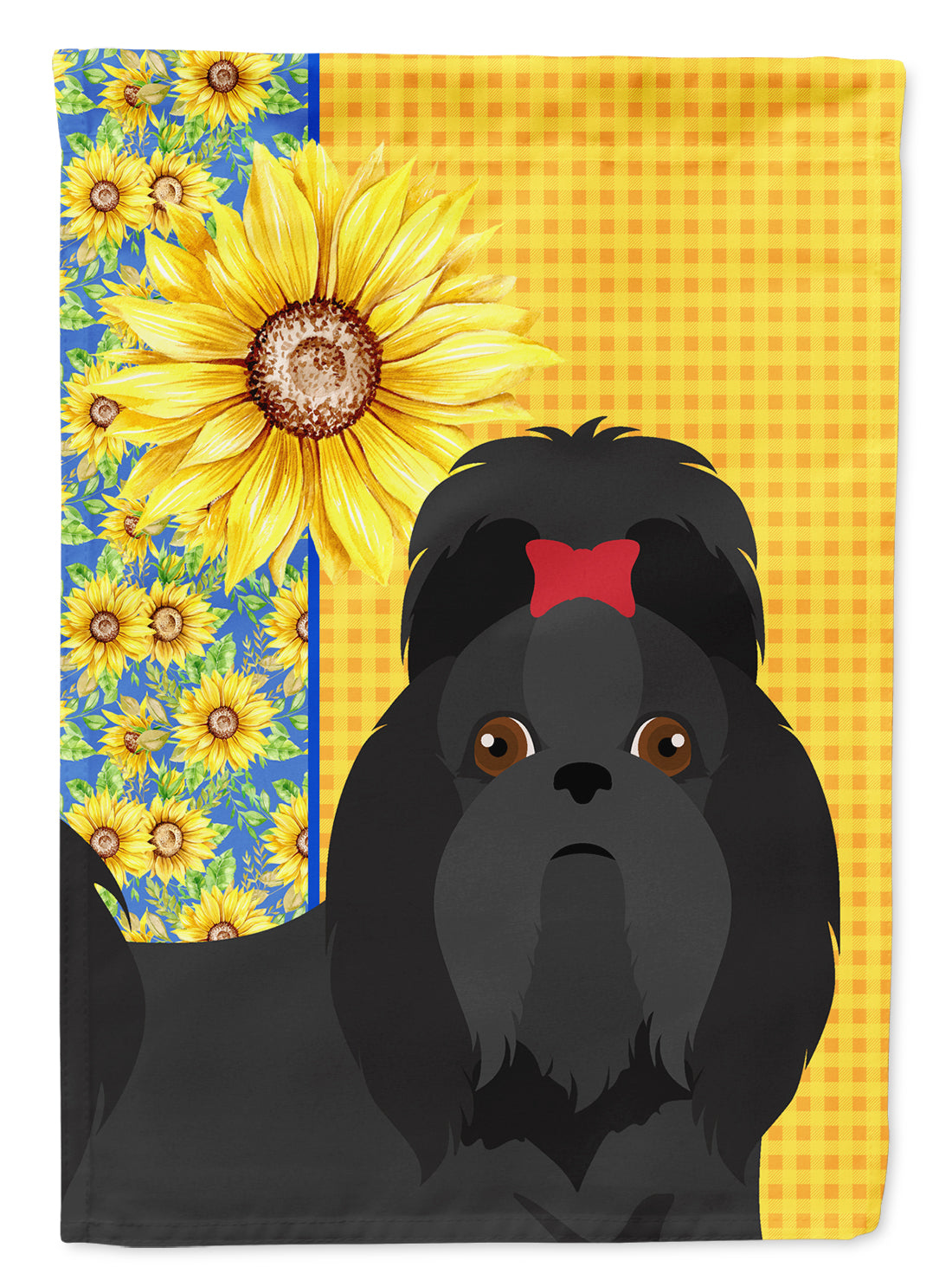 Summer Sunflowers Black Shih Tzu Flag Garden Size  the-store.com.