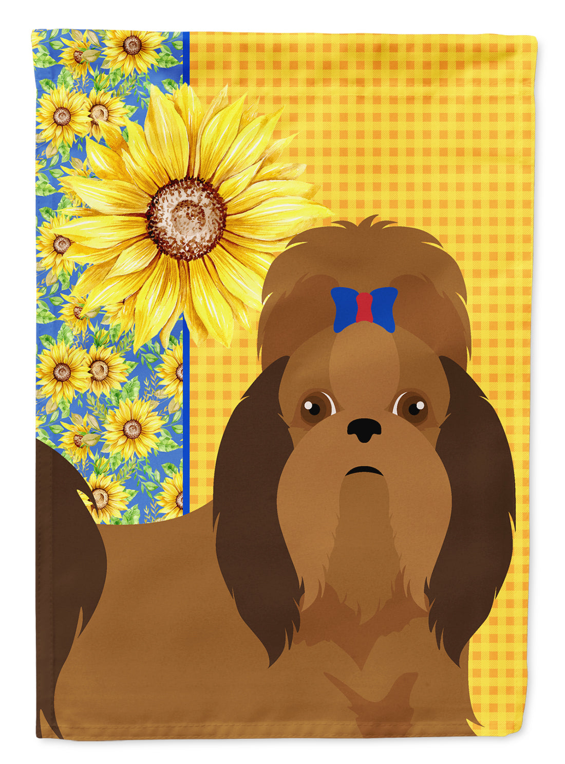 Summer Sunflowers Red Shih Tzu Flag Garden Size  the-store.com.