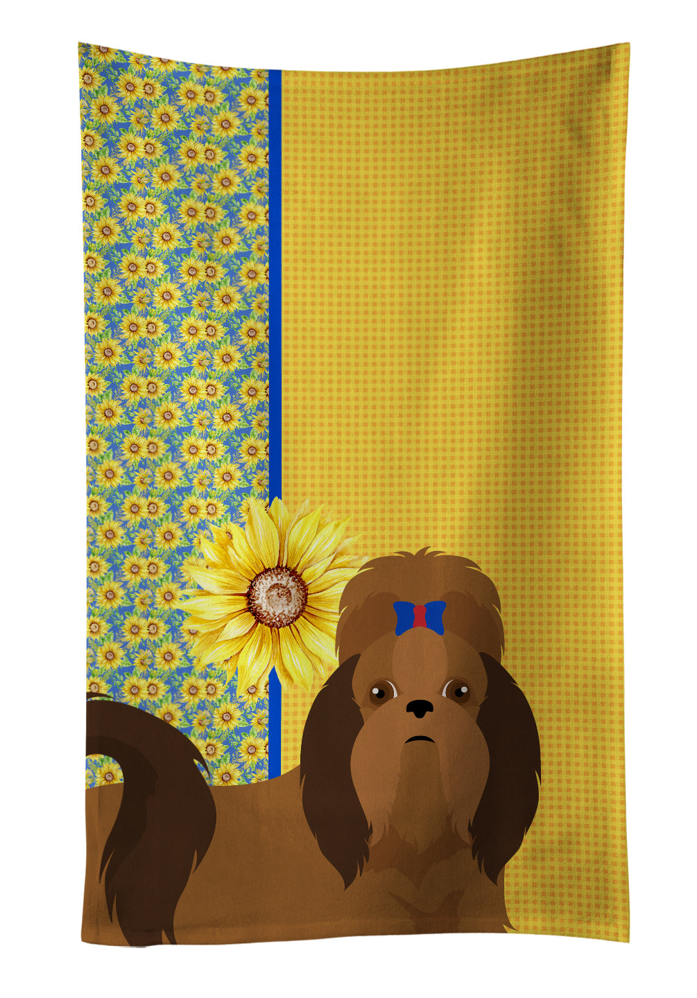 Buy this Summer Sunflowers Red Shih Tzu Kitchen Towel