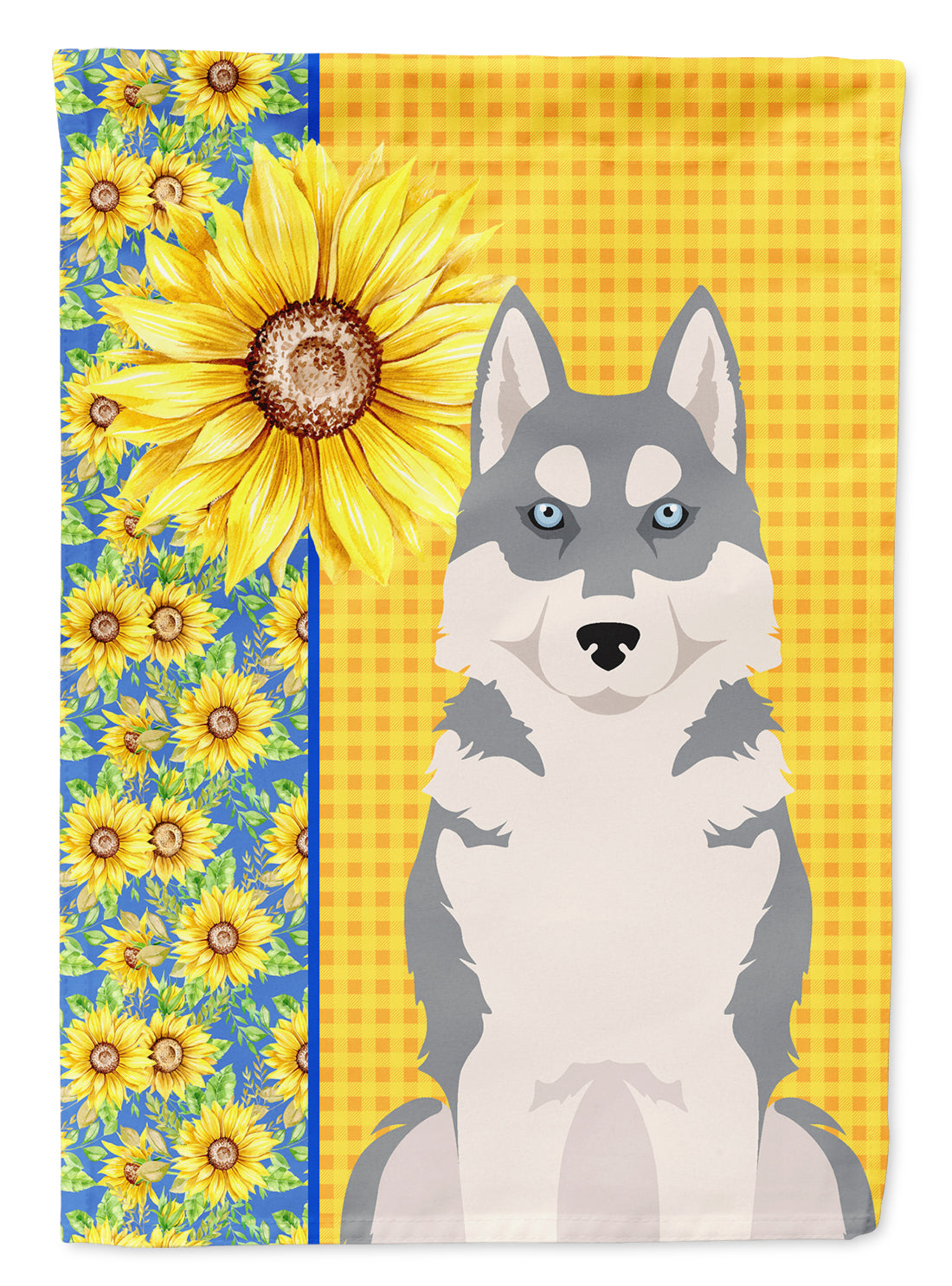 Summer Sunflowers Grey Siberian Husky Flag Garden Size  the-store.com.