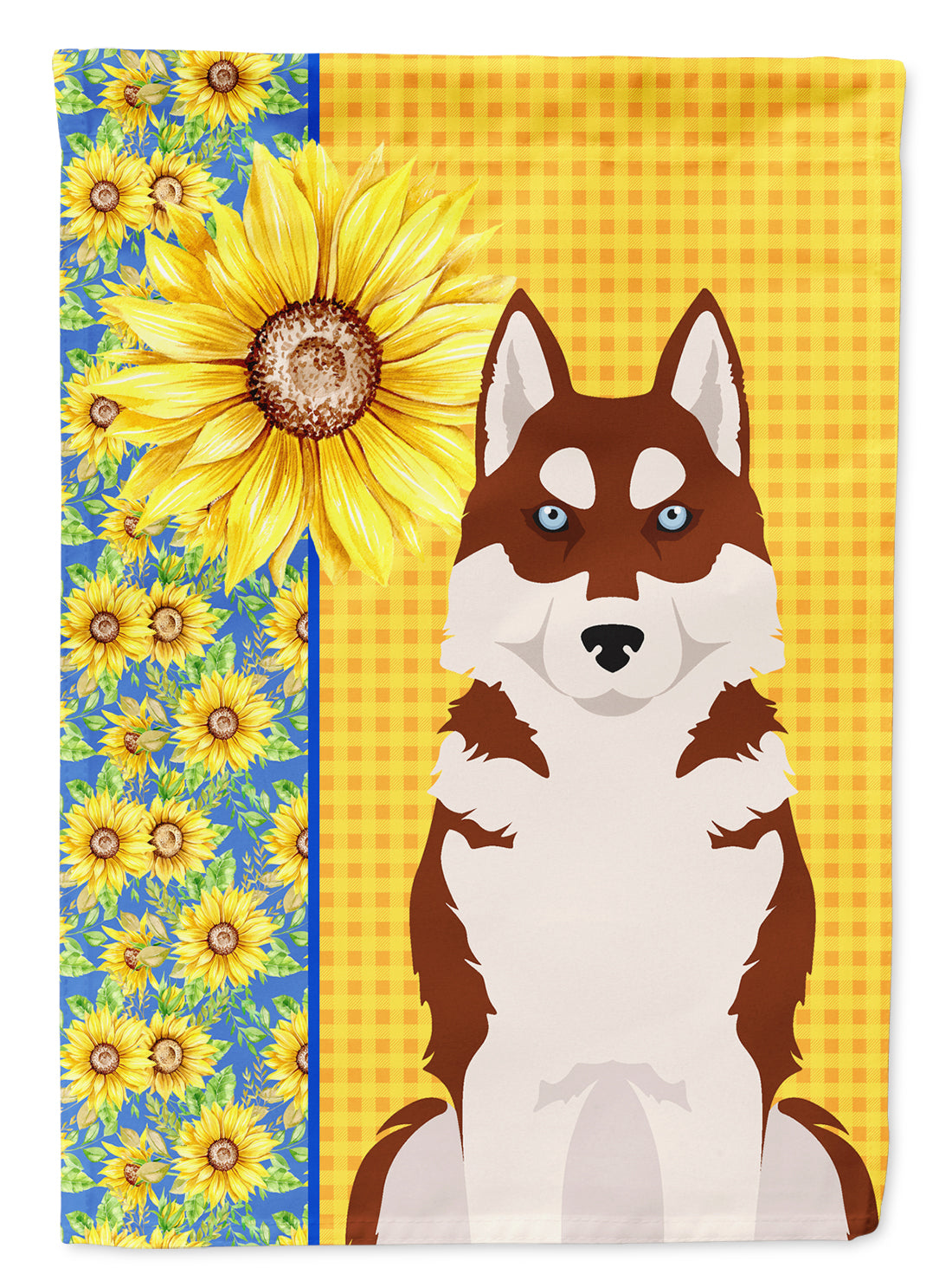 Summer Sunflowers Red Siberian Husky Flag Garden Size  the-store.com.