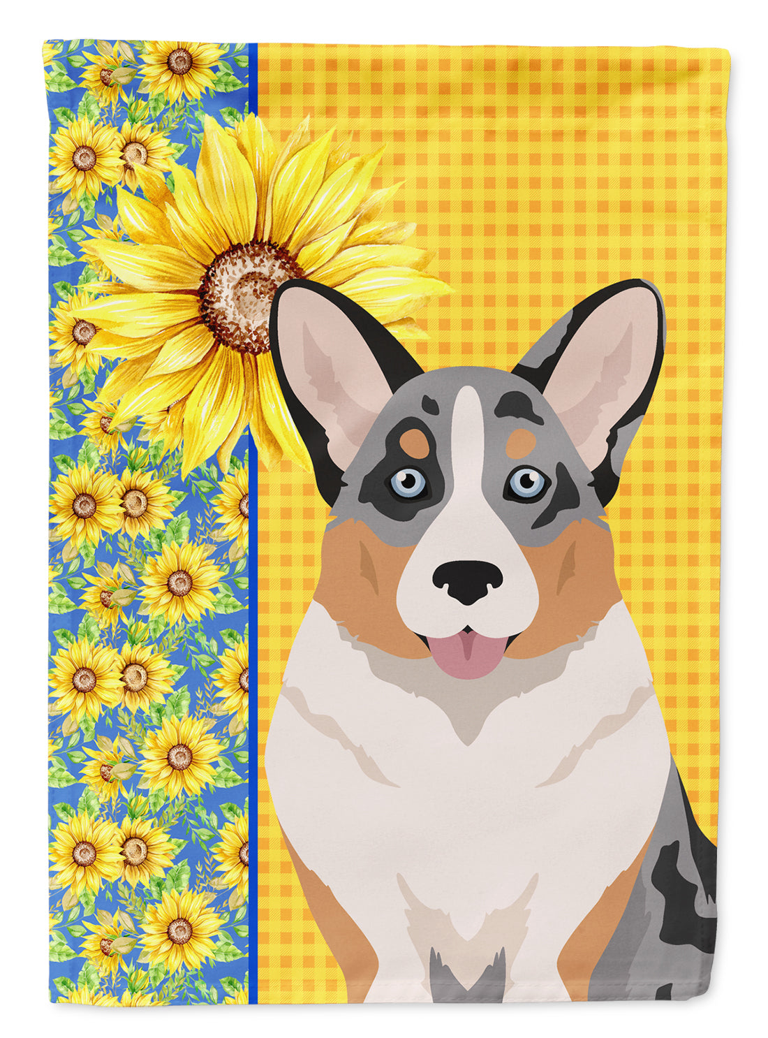 Summer Sunflowers Blue Merle Cardigan Corgi Flag Garden Size  the-store.com.