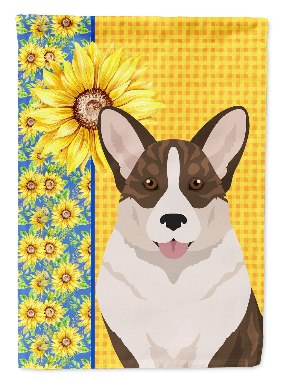 Summer Sunflowers Brindle Cardigan Corgi Flag Garden Size  the-store.com.