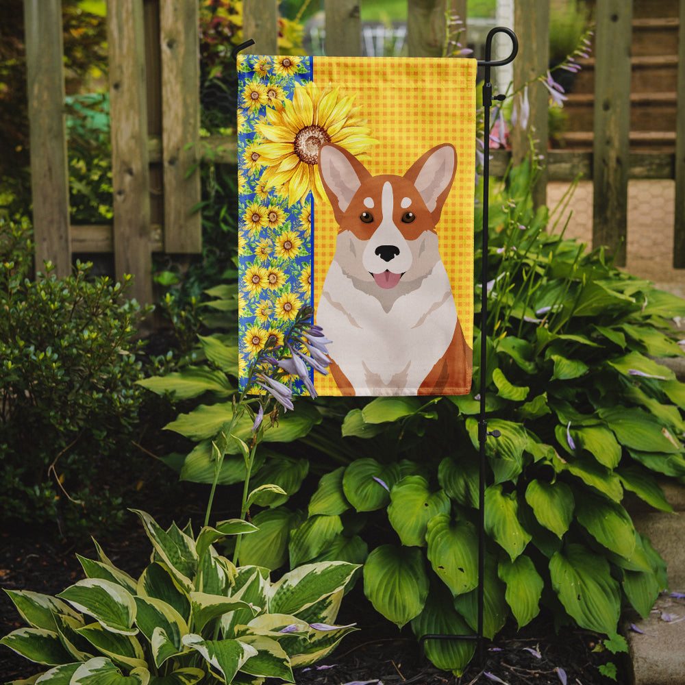 Summer Sunflowers Red Cardigan Corgi Flag Garden Size  the-store.com.